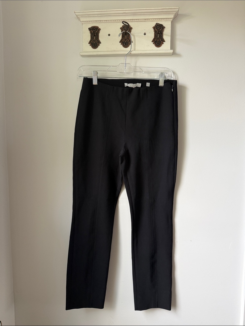Vince Black Cropped Women's Pants Ankle Length Mid Rise Trousers Split Hem